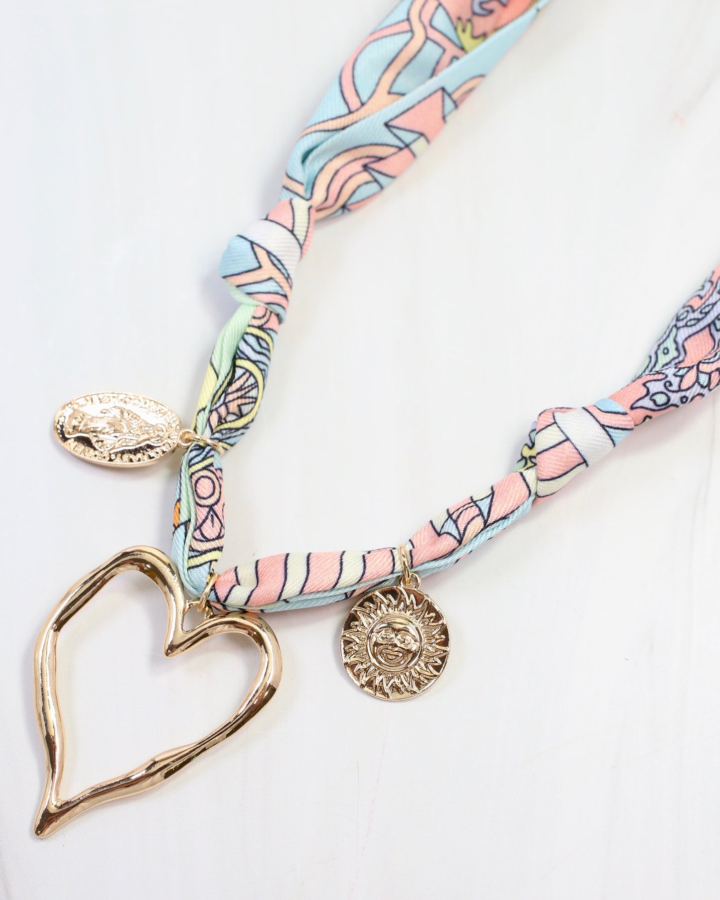 Betty Scarf Charm Necklace Blue Multi