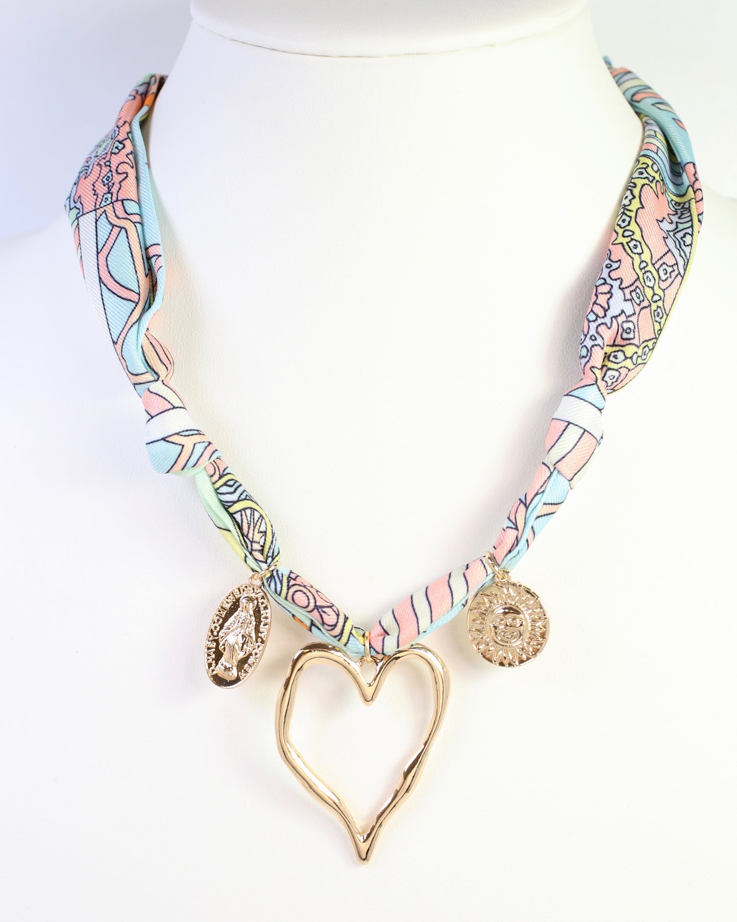 Betty Scarf Charm Necklace Blue Multi