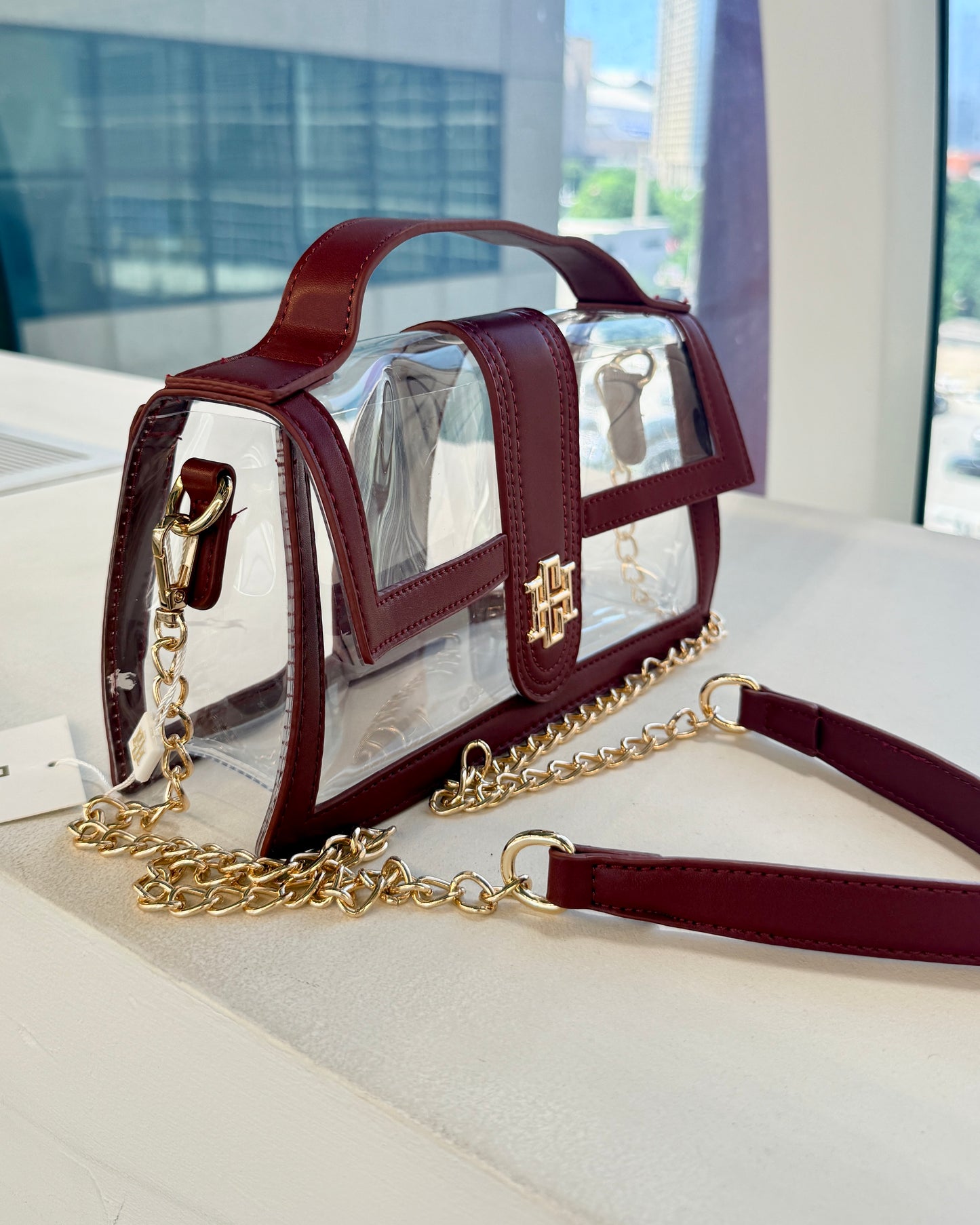 Grace Clear Bag Burgundy