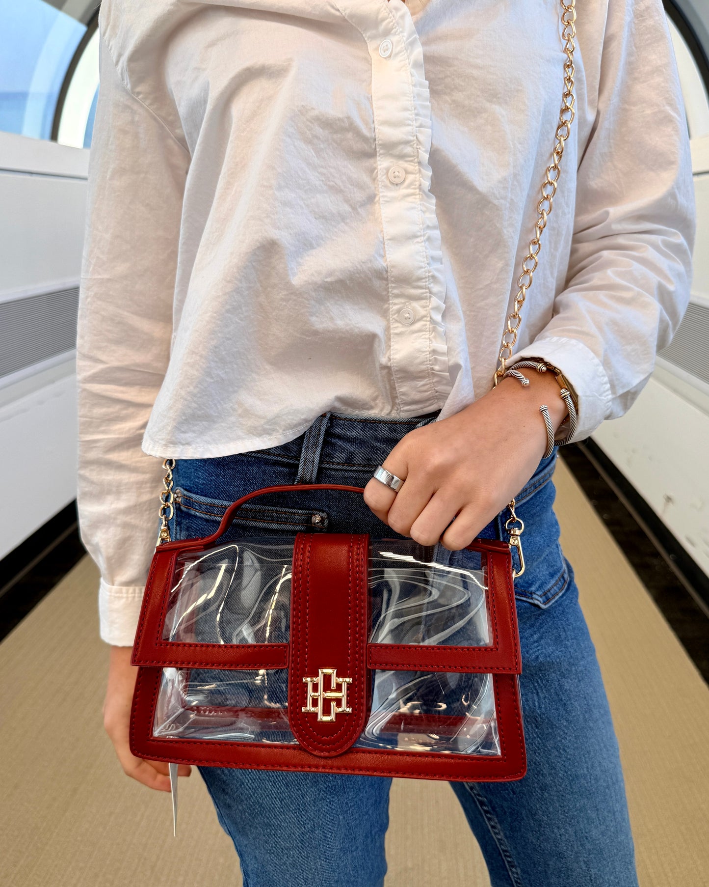 Grace Clear Bag Burgundy