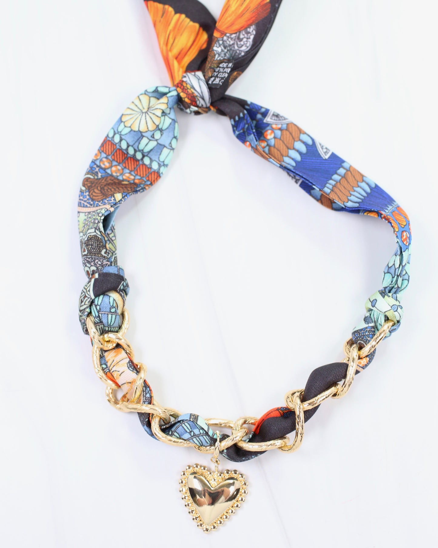 Santee Scarf Charm Necklace Blue Orange