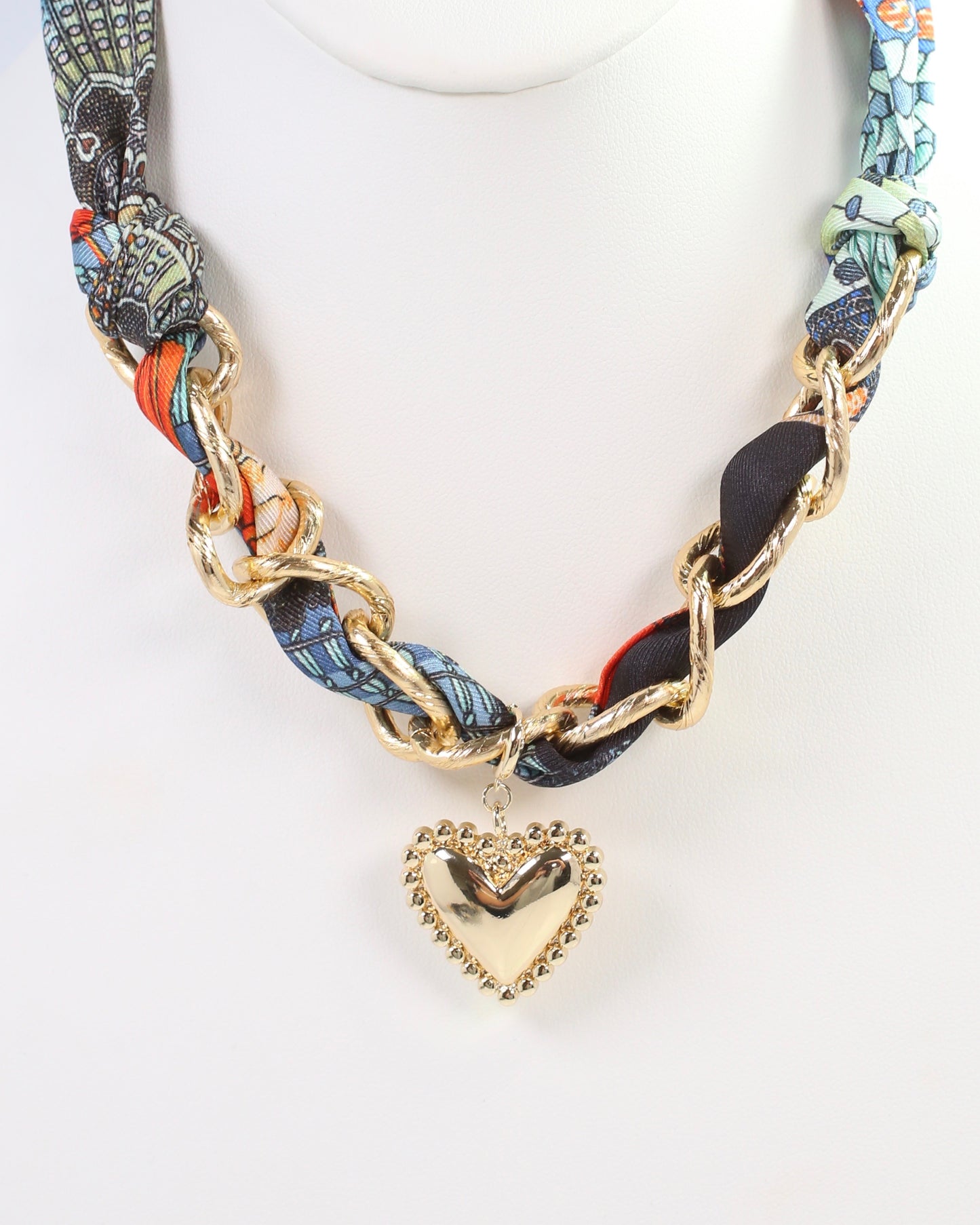 Santee Scarf Charm Necklace Blue Orange