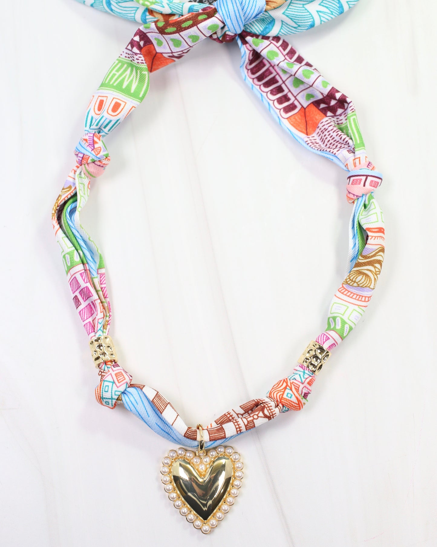 Sullivan Scarf Charm Necklace Blue Orange