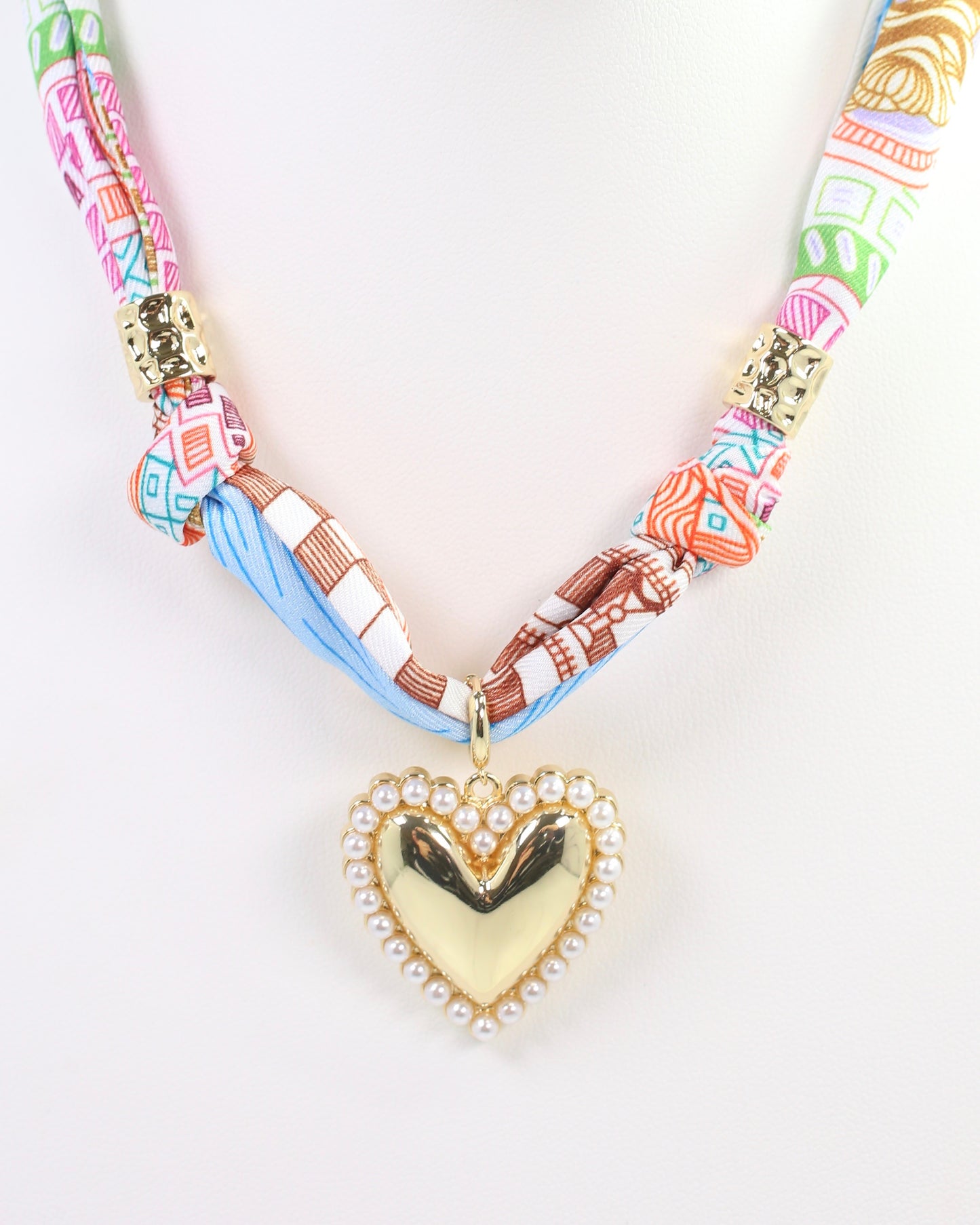 Sullivan Scarf Charm Necklace Blue Orange