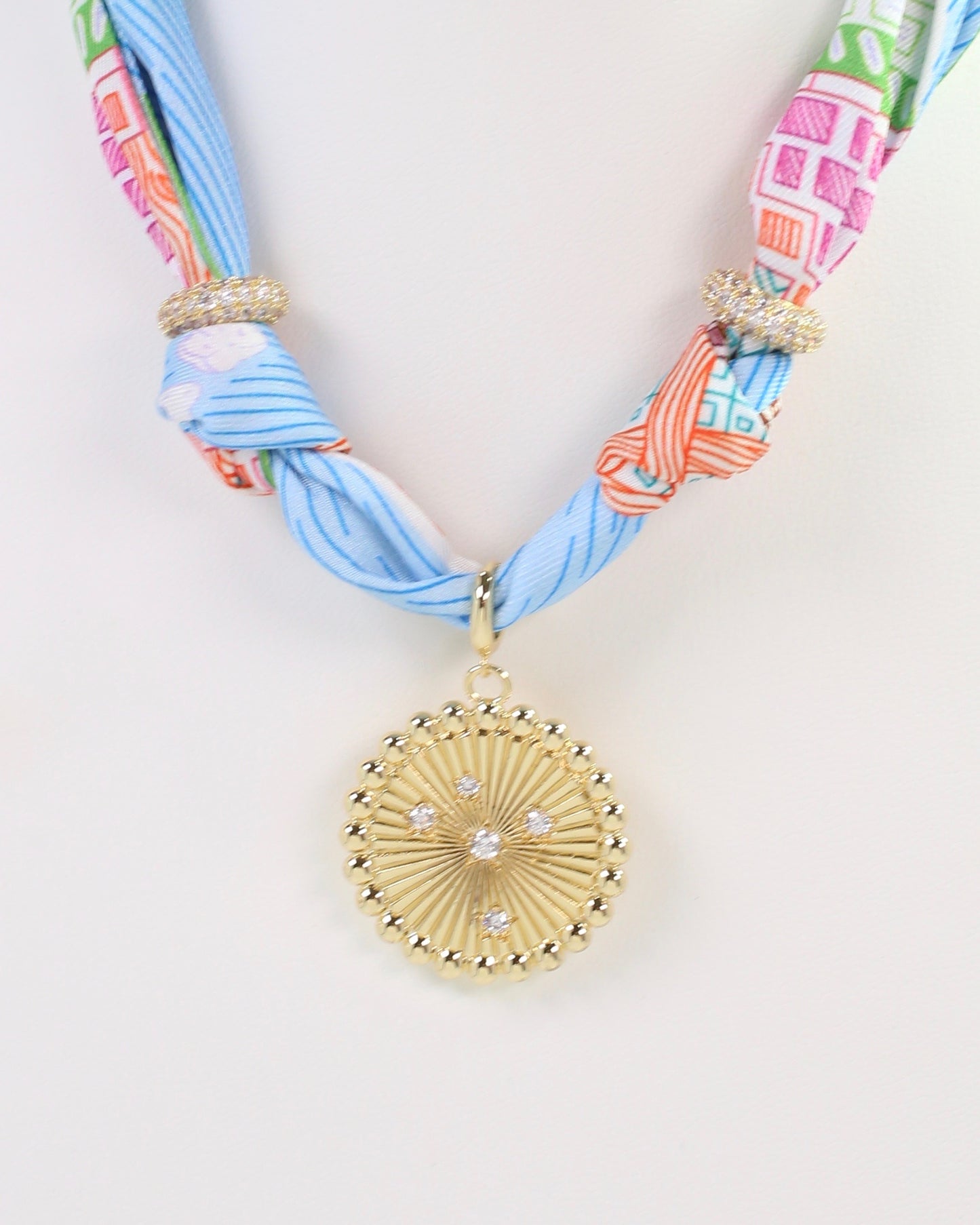 Shannon Scarf Charm Necklace Blue Orange