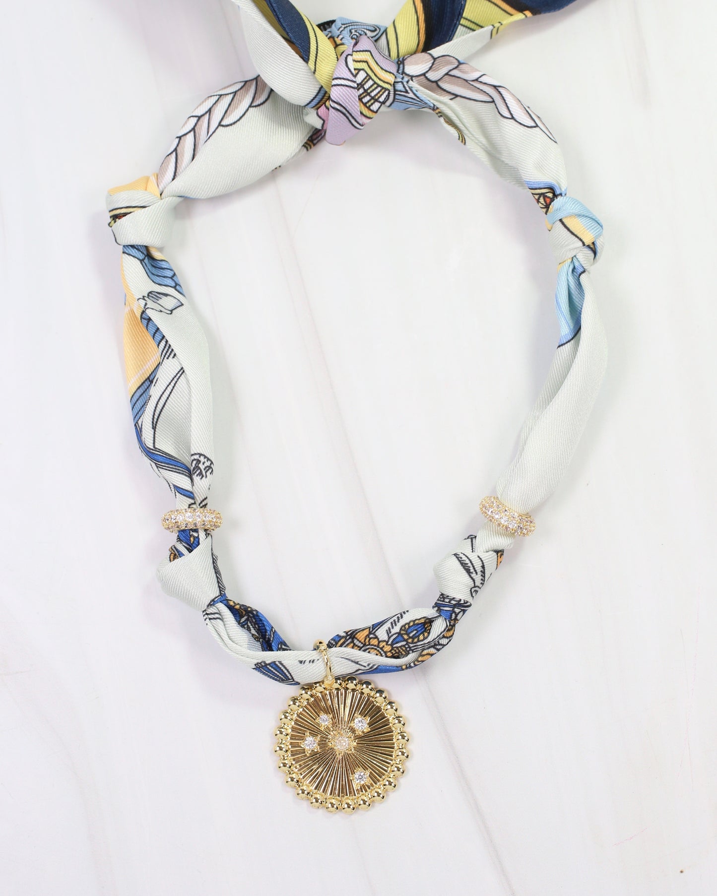 Shannon Scarf Charm Necklace Blue