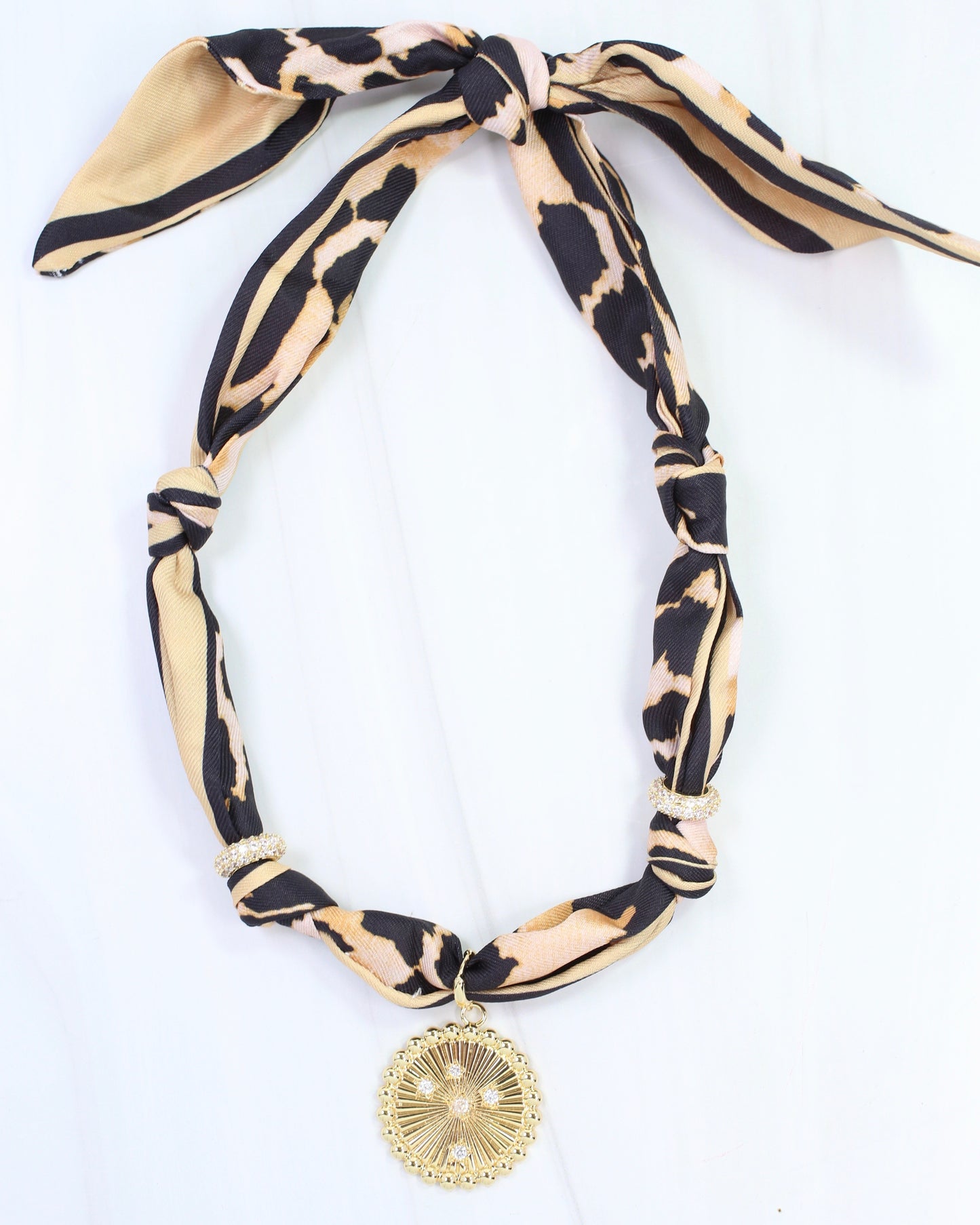 Shannon Scarf Charm Necklace Brown