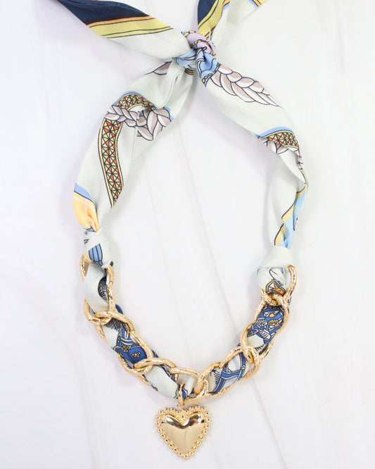 Santee Scarf Charm Necklace Blue Yellow
