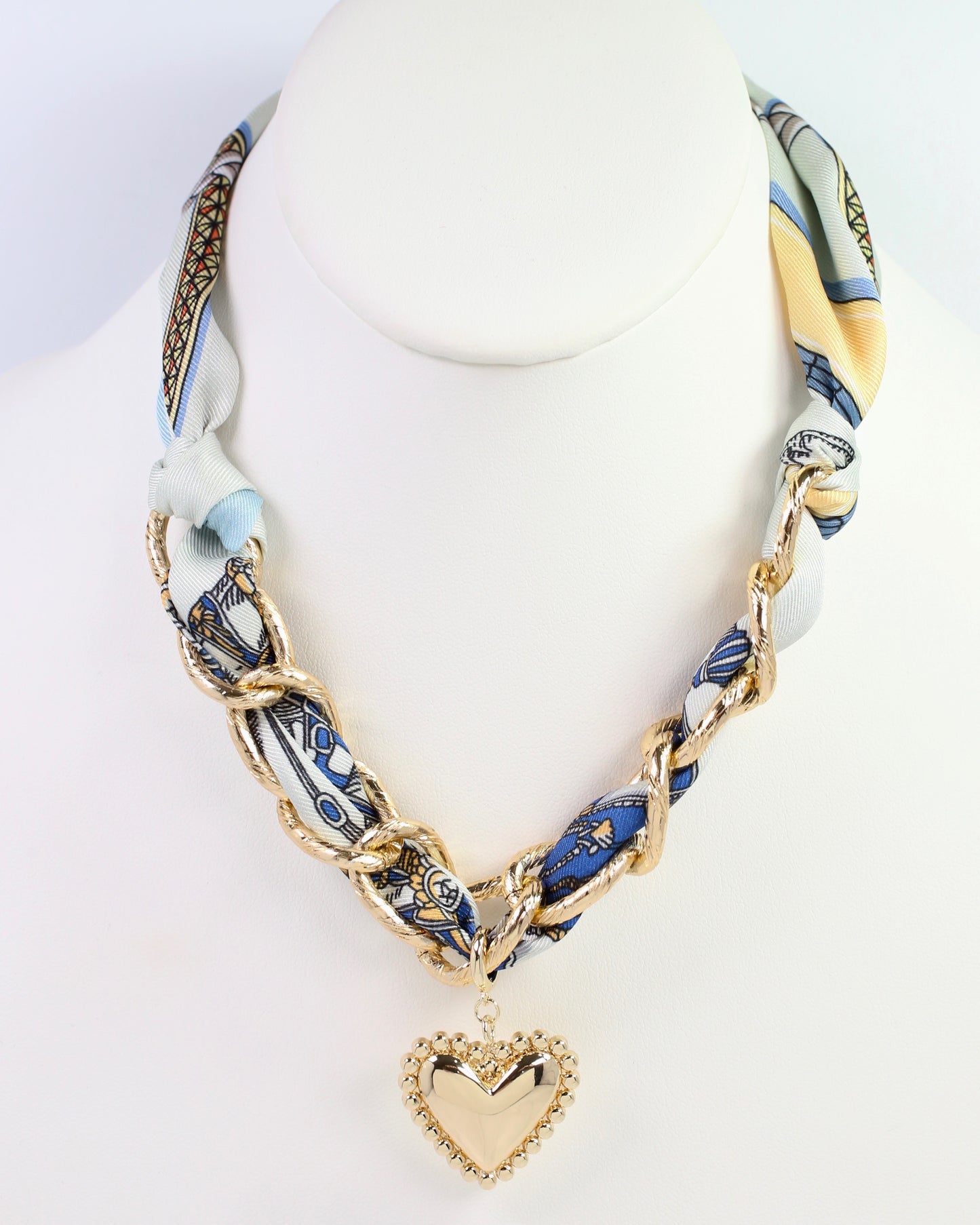 Santee Scarf Charm Necklace Blue Yellow