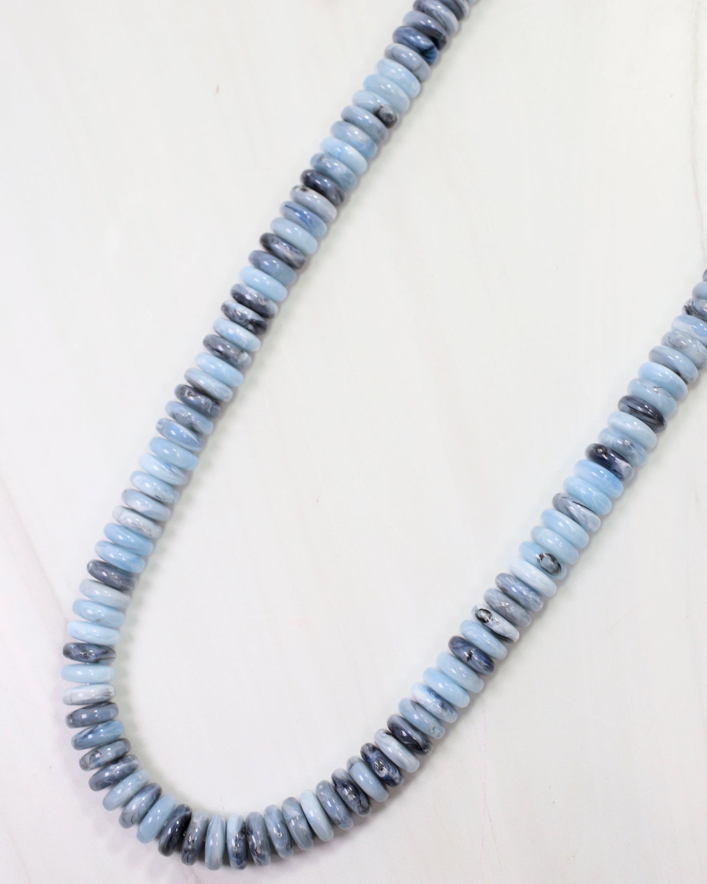Cedar Falls Beaded Disc Necklace Dusty Blue