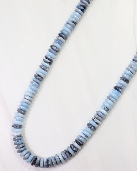Cedar Falls Beaded Disc Necklace Dusty Blue