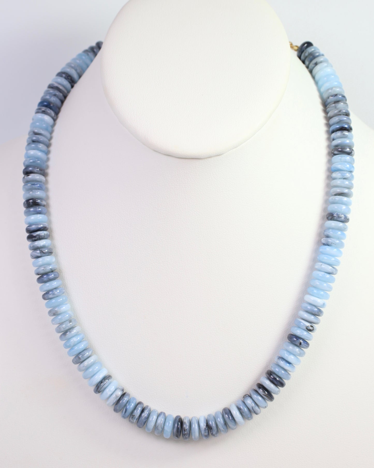 Cedar Falls Beaded Disc Necklace Dusty Blue