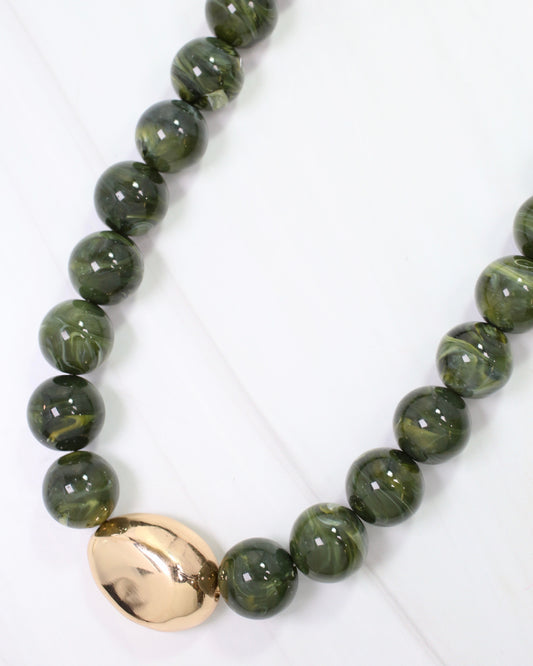 Brooklyn Bold Stone Necklace Olive