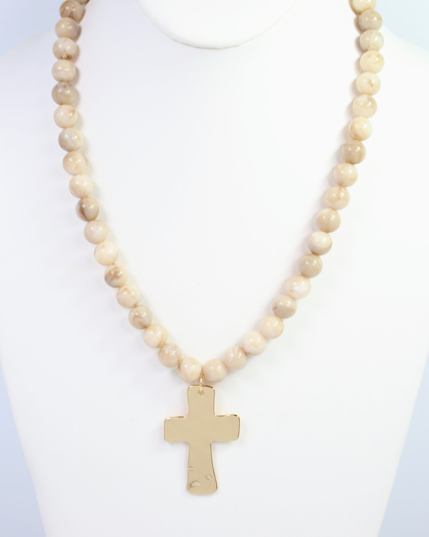 Bakersfield Beaded Cross Necklace Natural