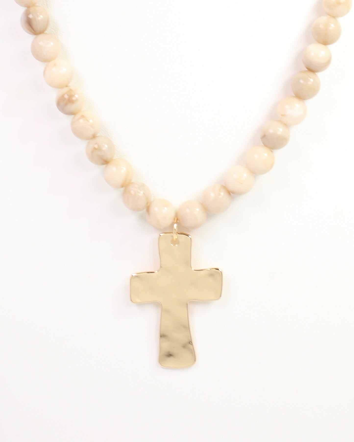 Bakersfield Beaded Cross Necklace Natural