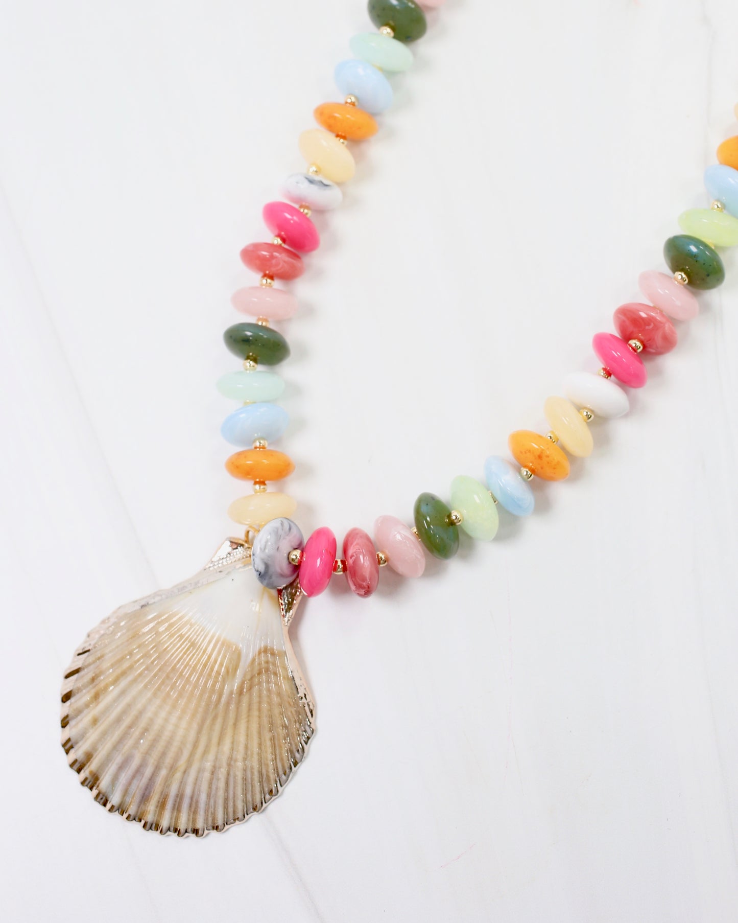 Brea Stone Beaded Shell Necklace Multi