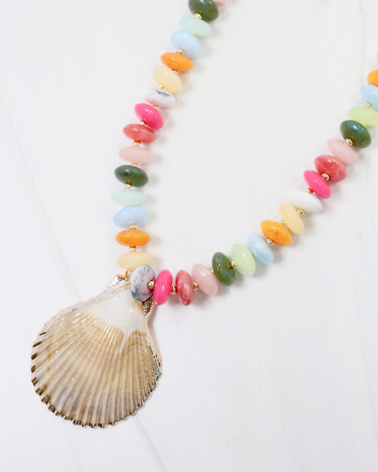 Brea Stone Beaded Shell Necklace Multi