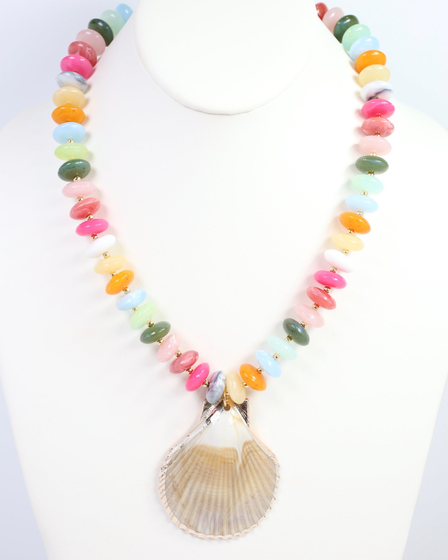 Brea Stone Beaded Shell Necklace Multi