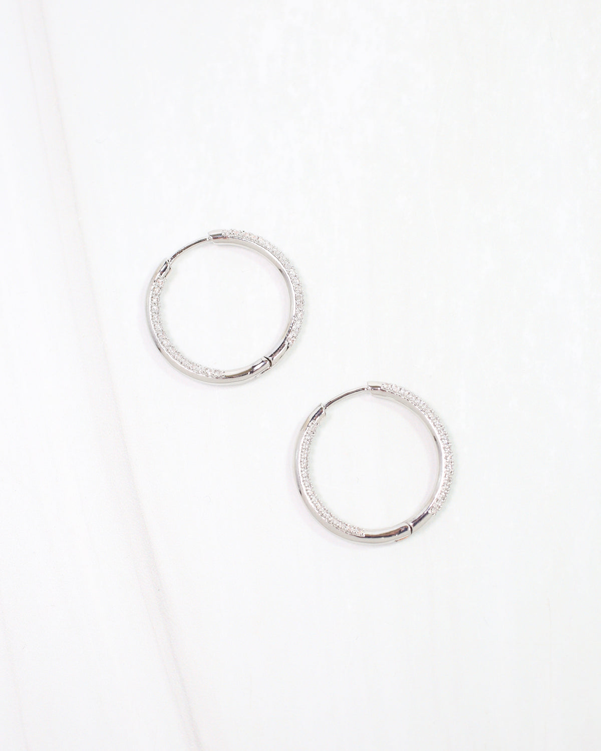 Langston Pave Hoop Earring WR Silver