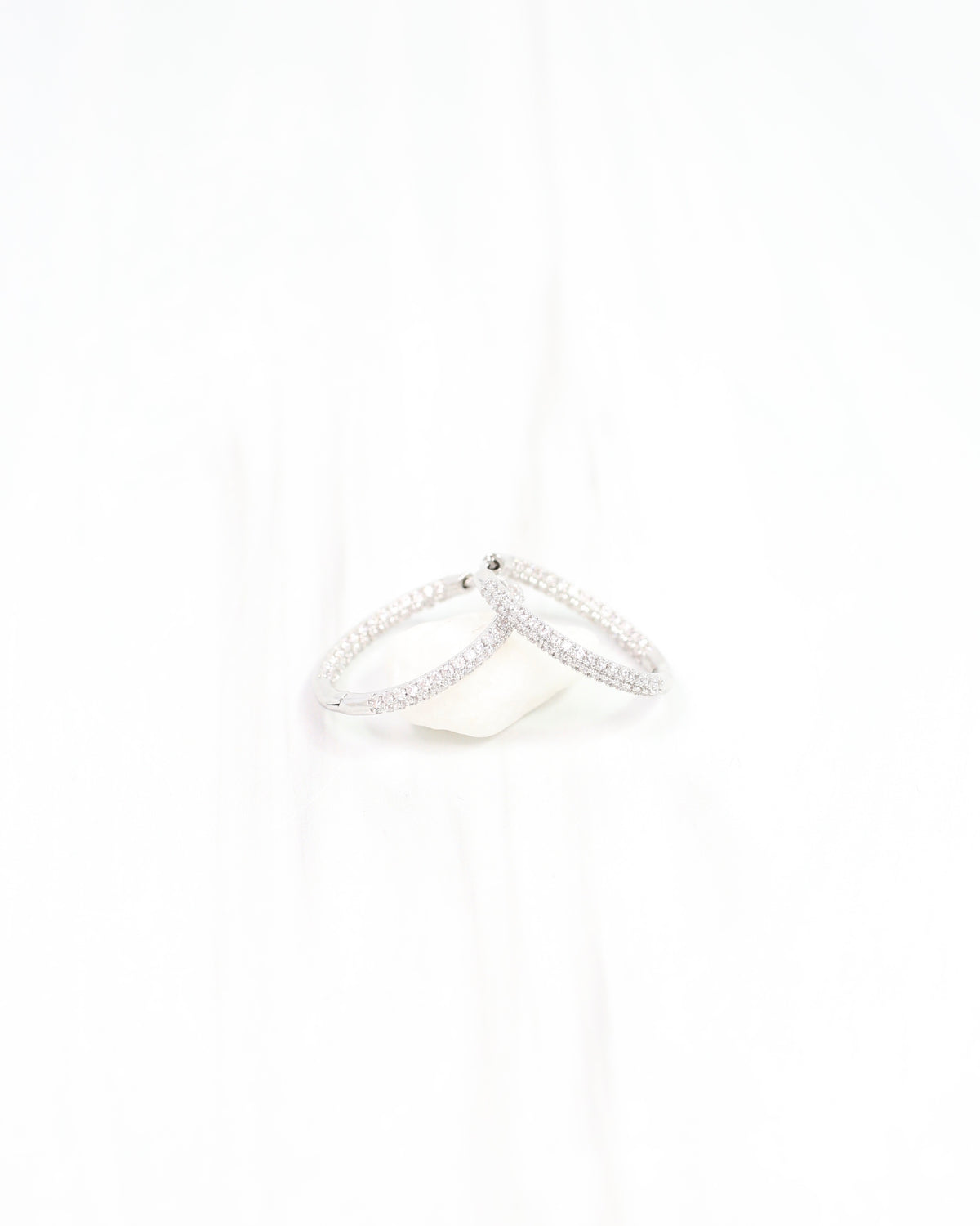 Langston Pave Hoop Earring WR Silver