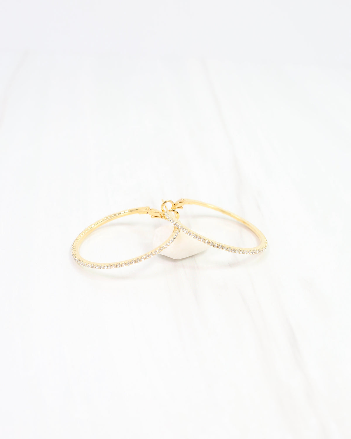 Rheinhart Pave Medium Hoop Earring WR Gold