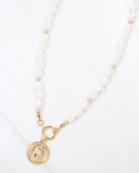 Oneonta Pearl and Coin Necklace Gold