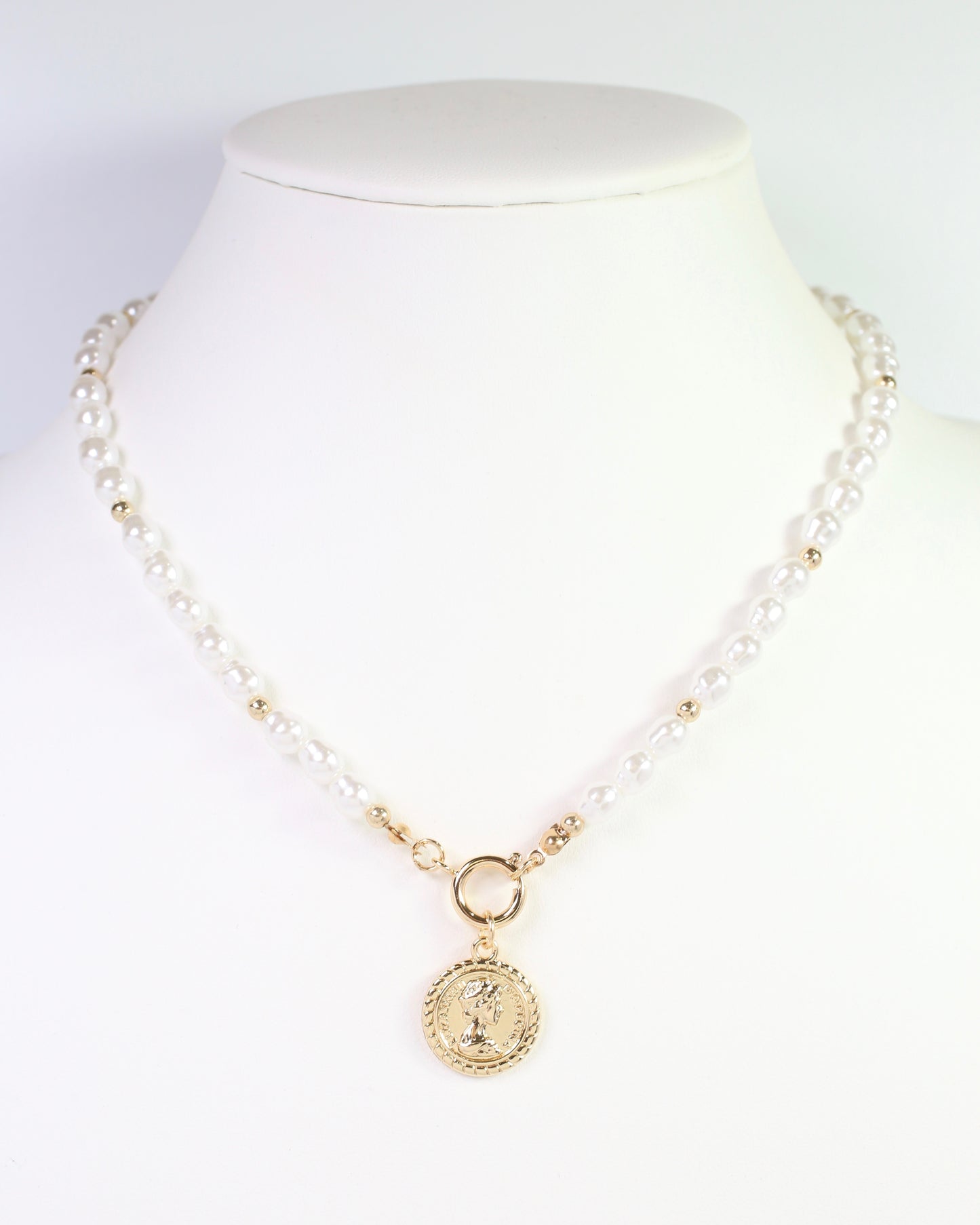 Oneonta Pearl and Coin Necklace Gold