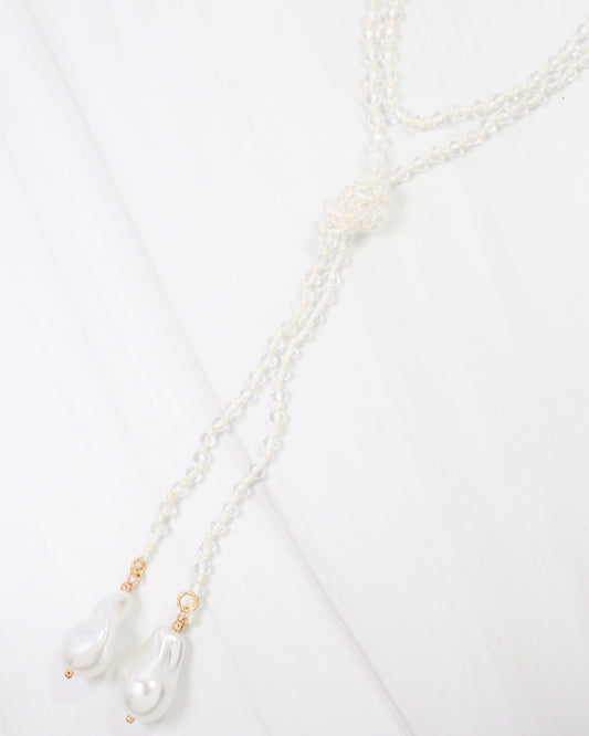 Niagara Falls Baroque Pearl Beaded Necklace Clear