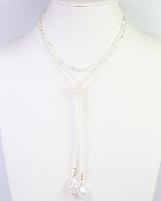 Niagara Falls Baroque Pearl Beaded Necklace Clear