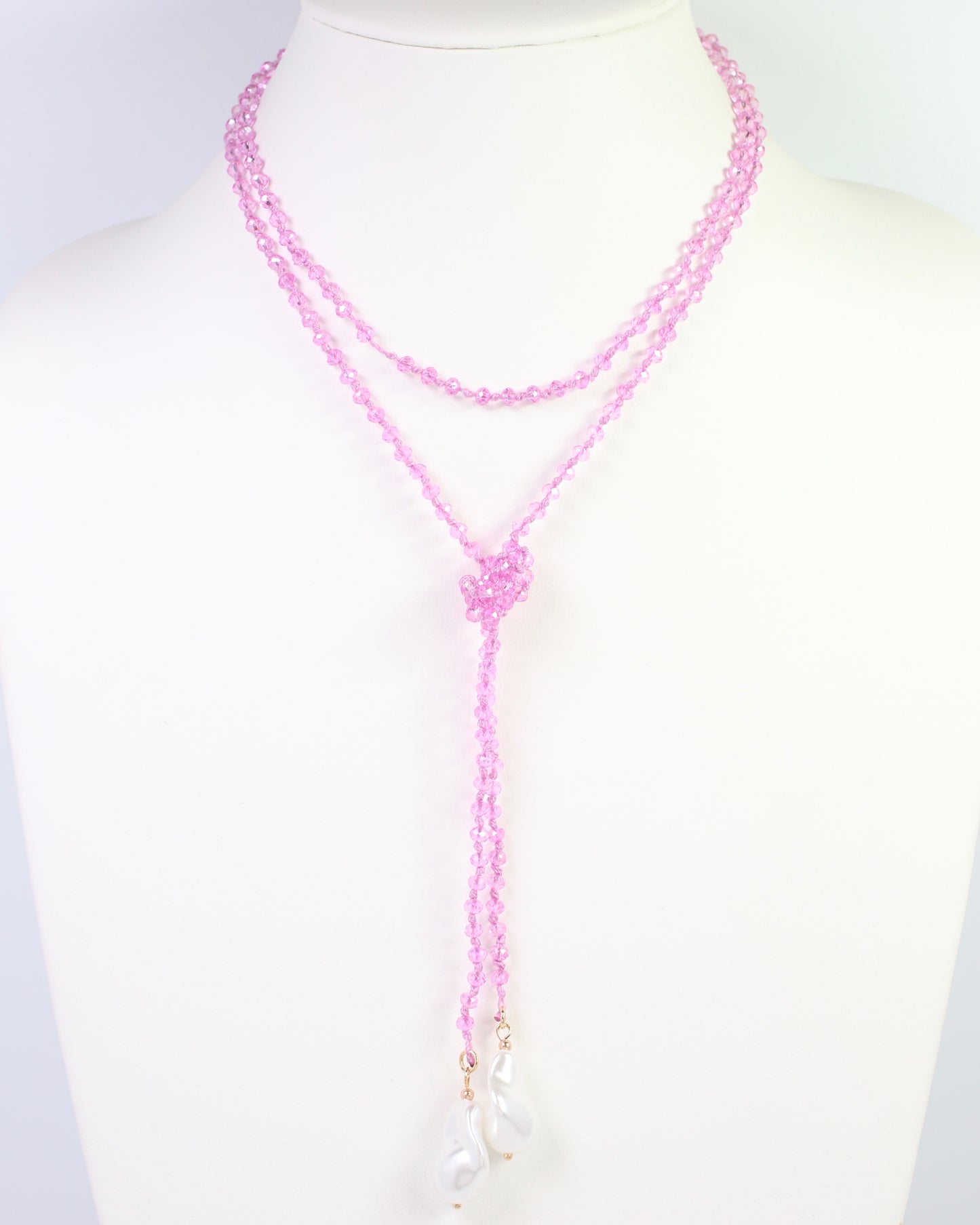 Niagara Falls Baroque Pearl Beaded Necklace Pink