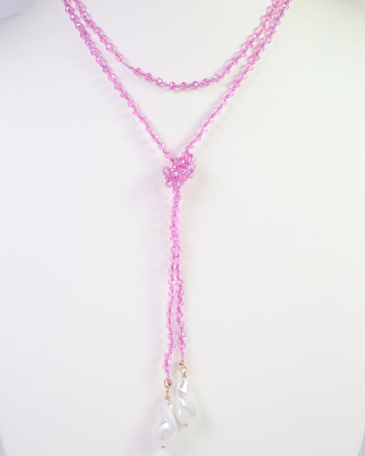 Niagara Falls Baroque Pearl Beaded Necklace Pink