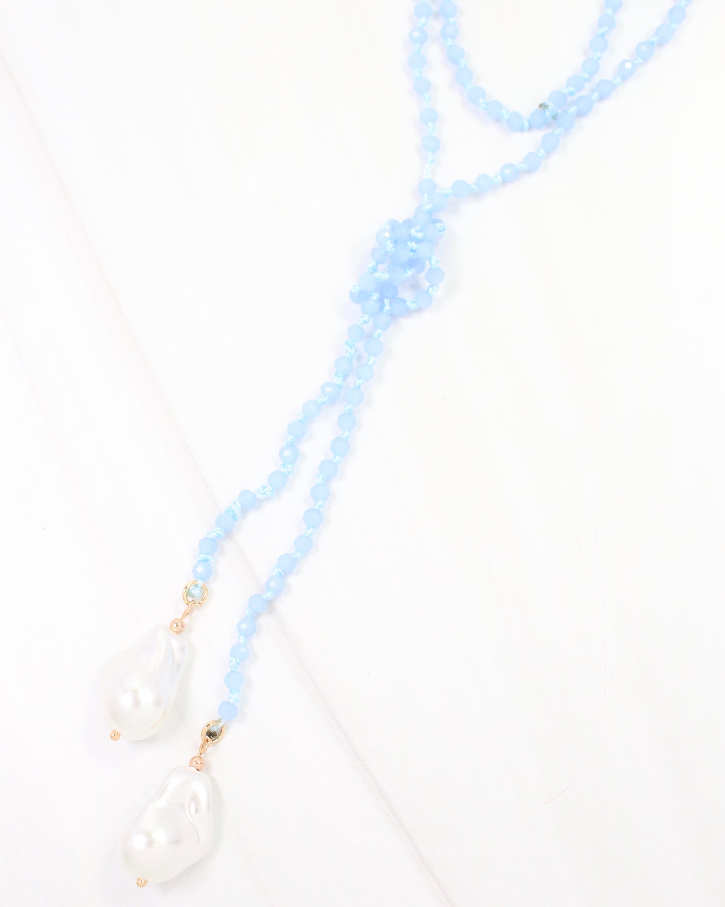 Niagara Falls Baroque Pearl Beaded Necklace BLUE