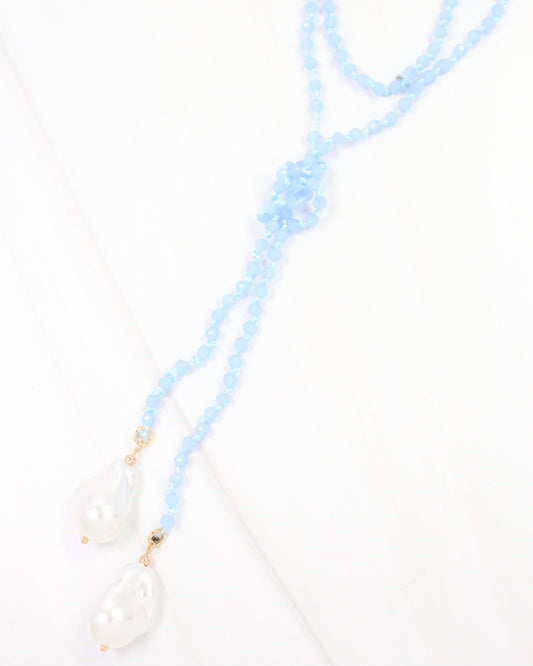 Niagara Falls Baroque Pearl Beaded Necklace BLUE