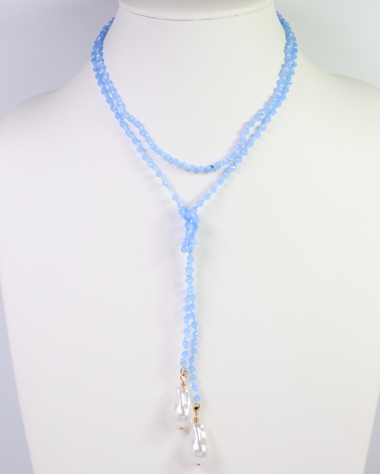 Niagara Falls Baroque Pearl Beaded Necklace BLUE