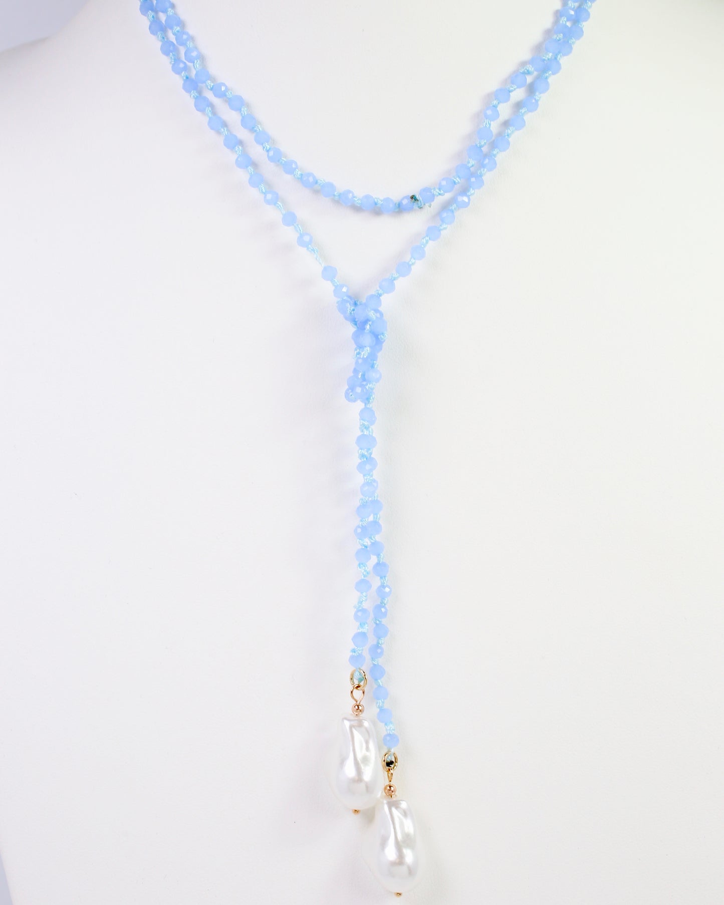 Niagara Falls Baroque Pearl Beaded Necklace BLUE