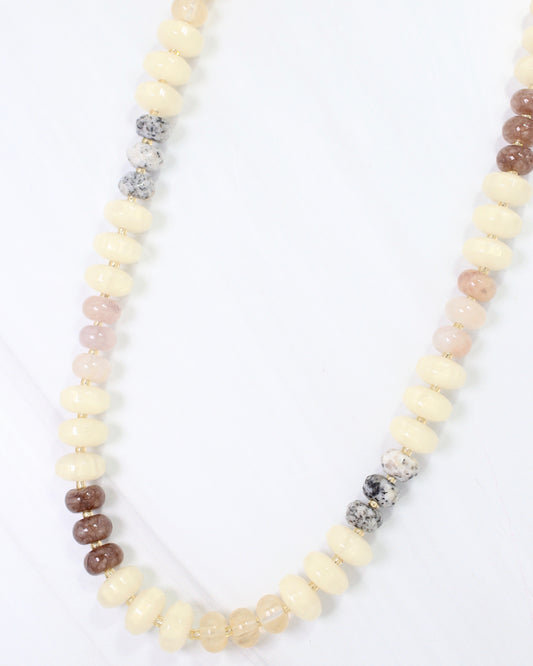 Geneva Stone Beaded Necklace Natural