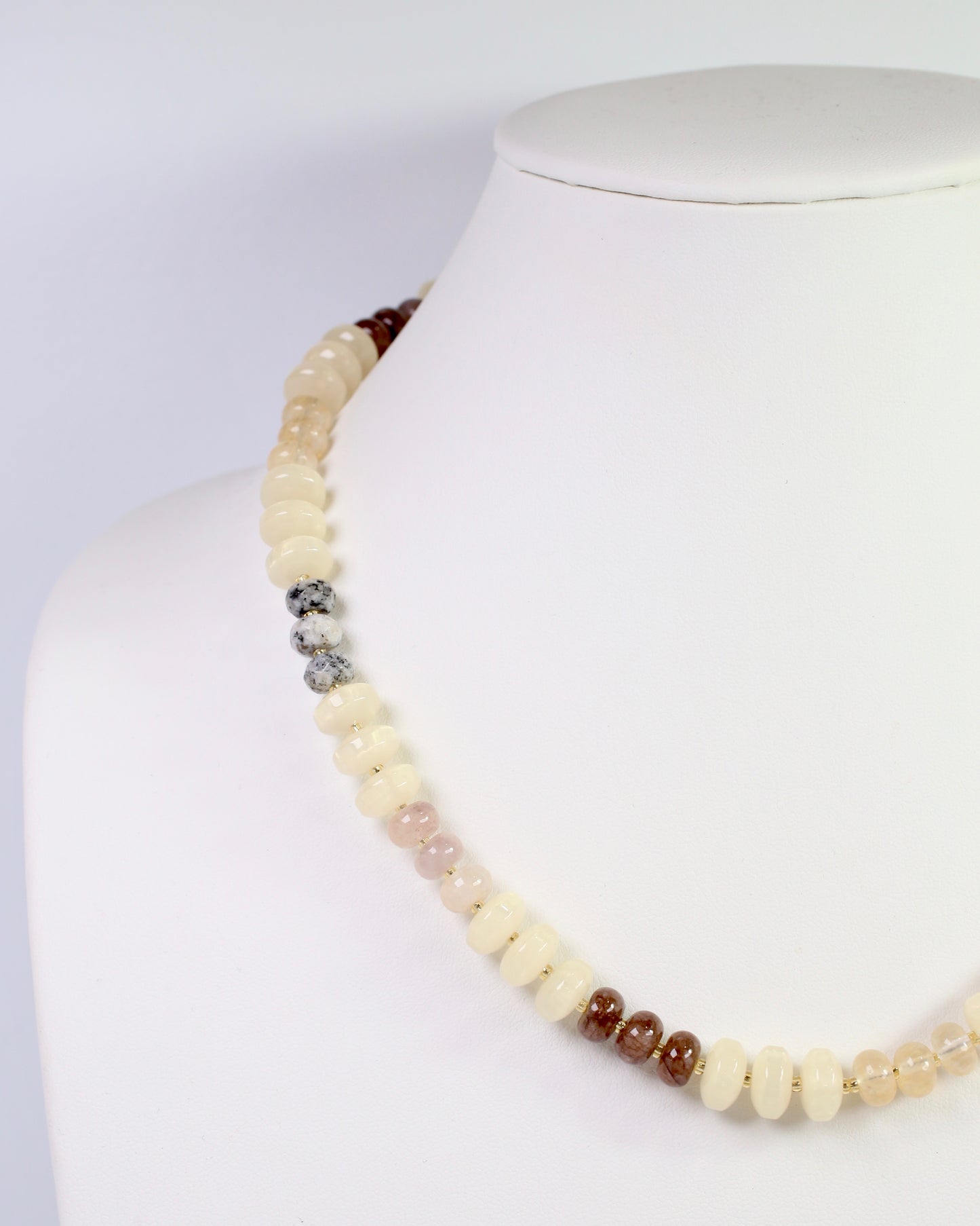 Geneva Stone Beaded Necklace Natural