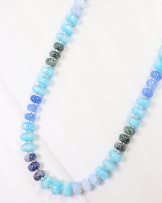 Geneva Stone Beaded Necklace Blue Multi