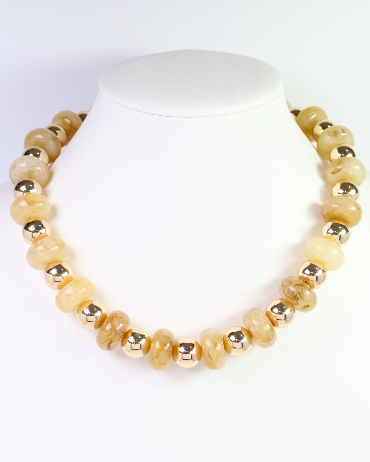 Staten Island Marble and Gold Beaded Necklace Natural