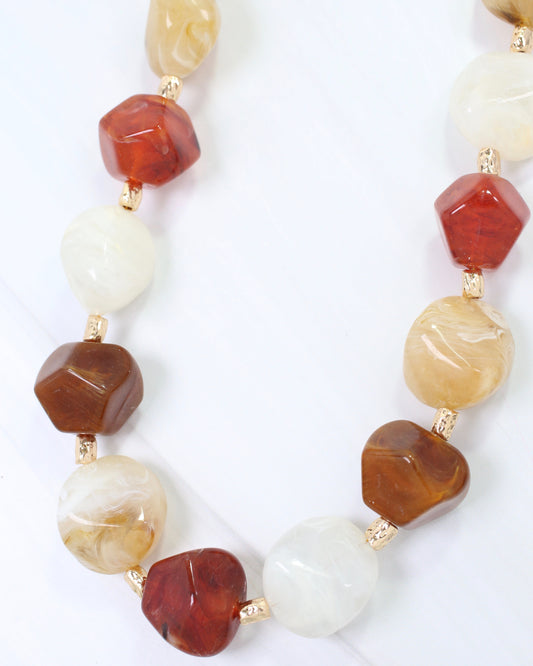 Syracuse Stone and Gold Beaded Necklace Natural