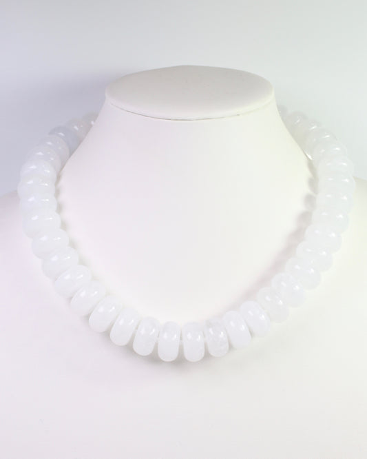 Pipestone Marble Beaded Necklace White
