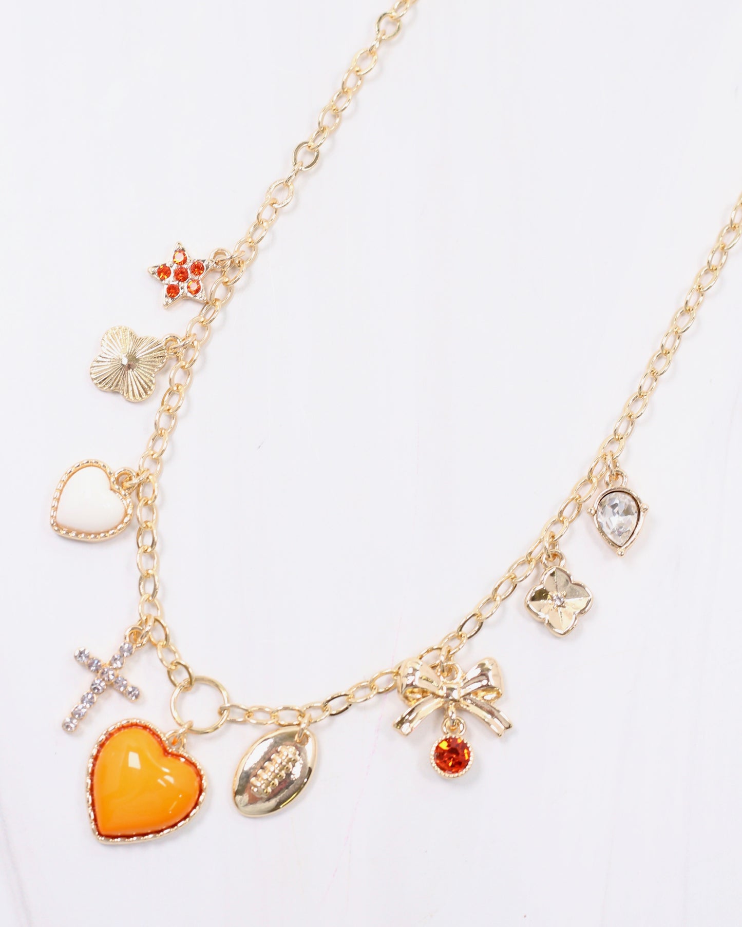 Bentley Charm Necklace ORANGE WHITE