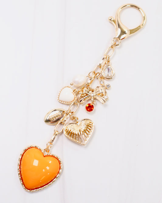 Sutton Bag Charm ORANGE WHITE