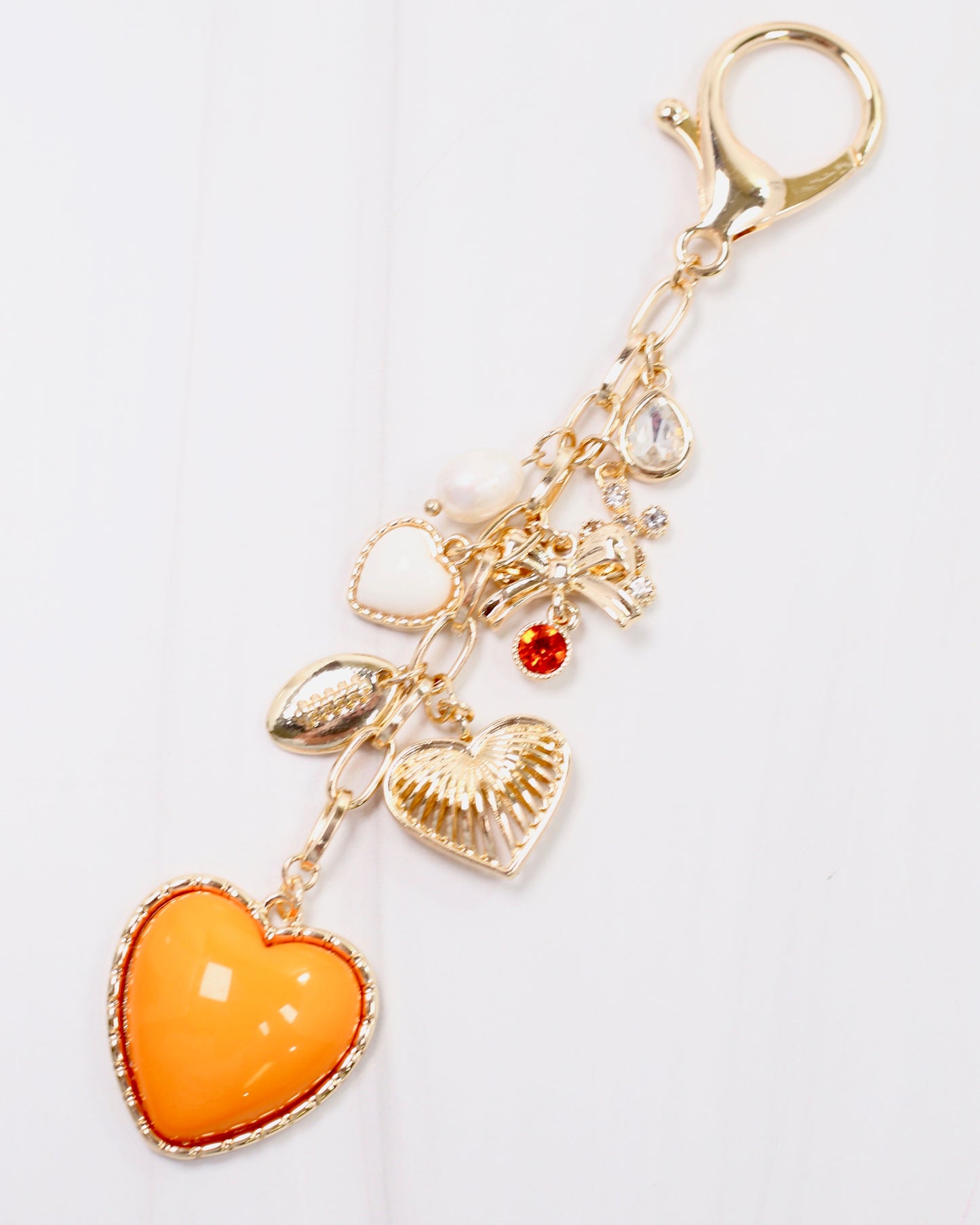Sutton Bag Charm ORANGE WHITE