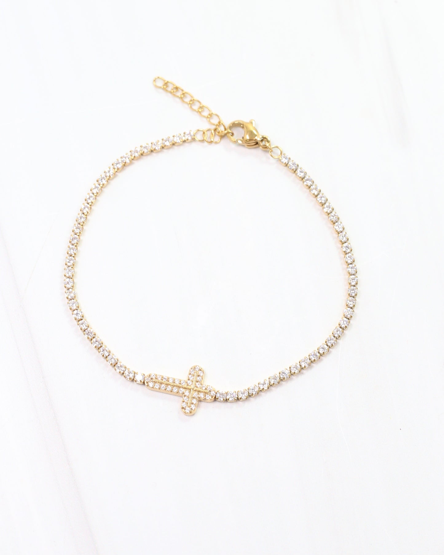 Naomi CZ Cross Bracelet Gold
