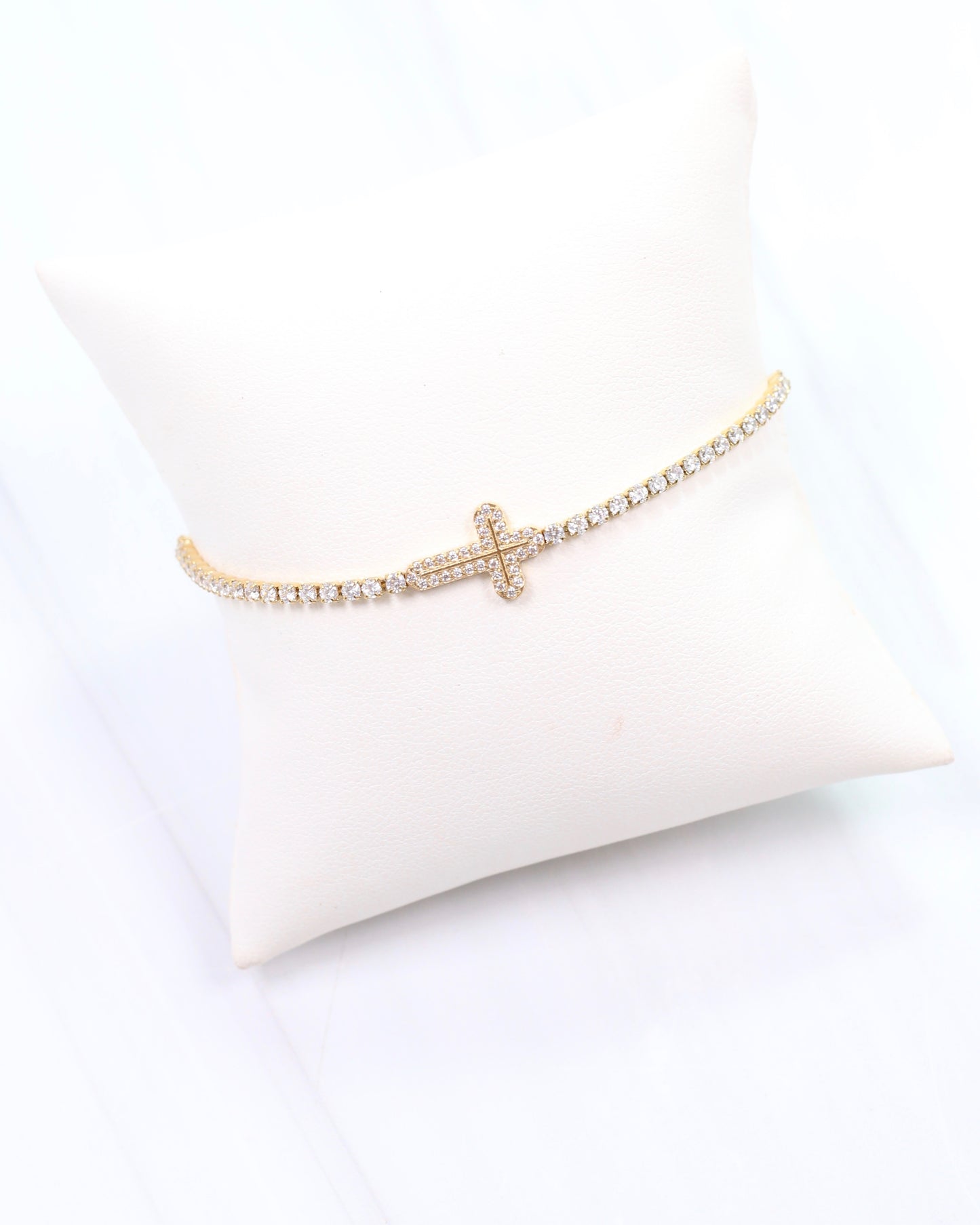 Naomi CZ Cross Bracelet Gold
