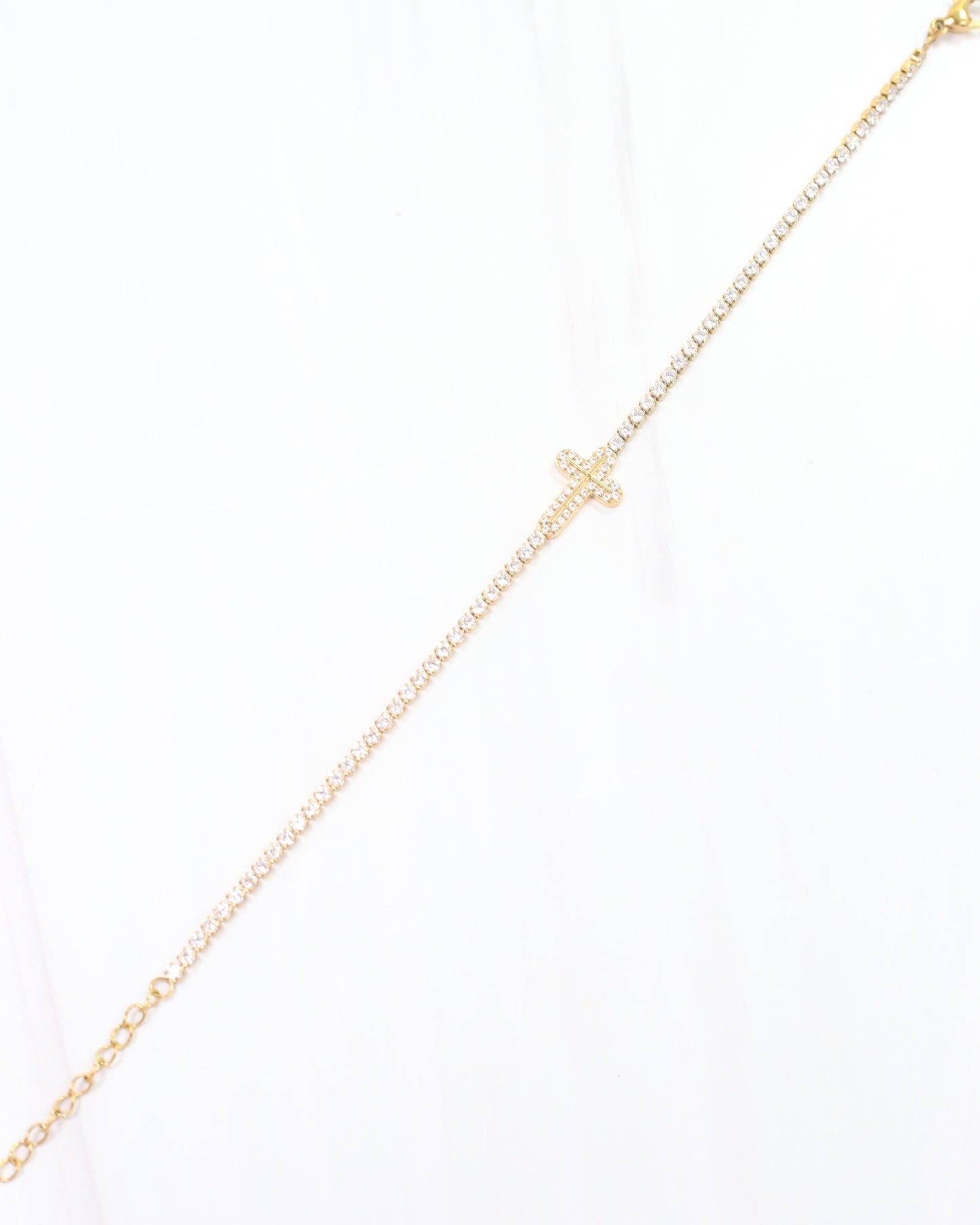 Naomi CZ Cross Bracelet Gold