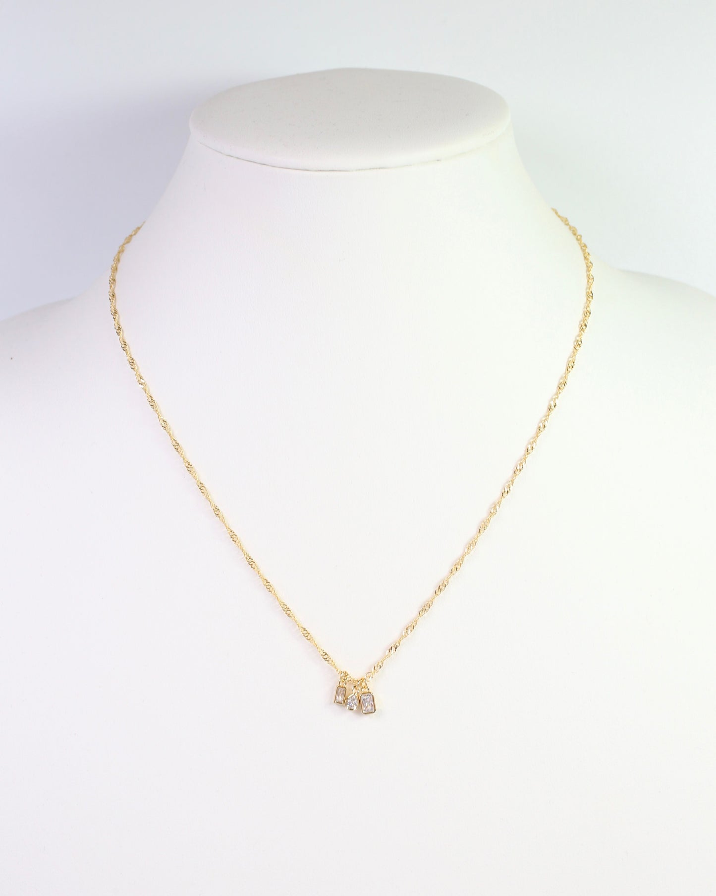 Omaha Multi CZ Pendant Necklace WR Gold