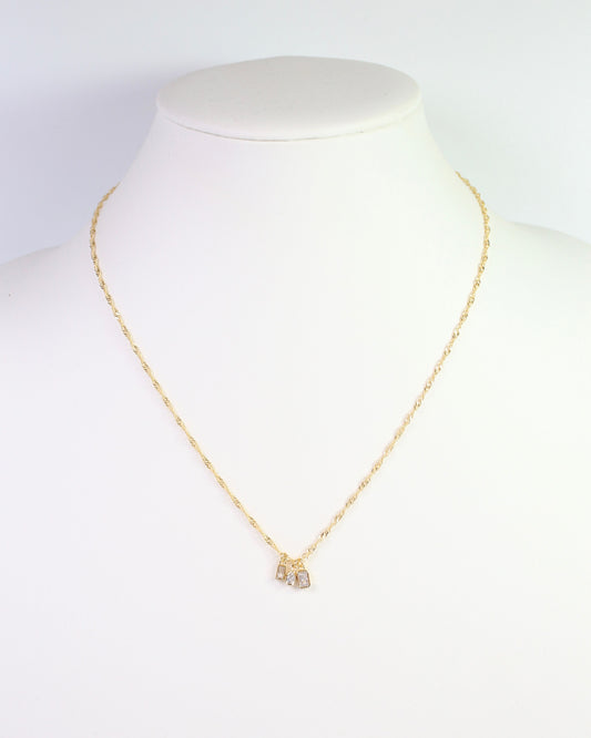 Omaha Multi CZ Pendant Necklace WR Gold