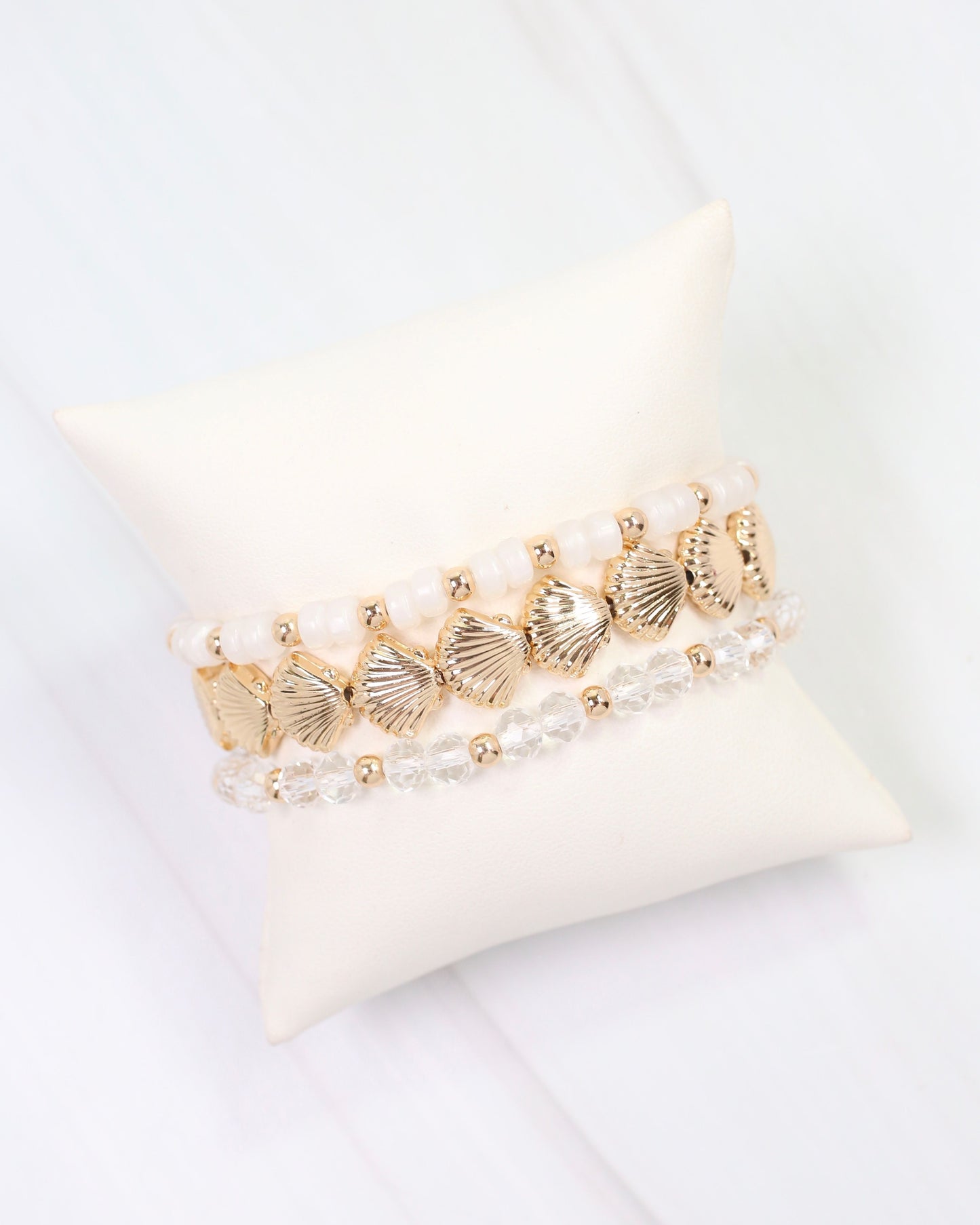 Dayton Shell Stretch Bracelet Set Gold